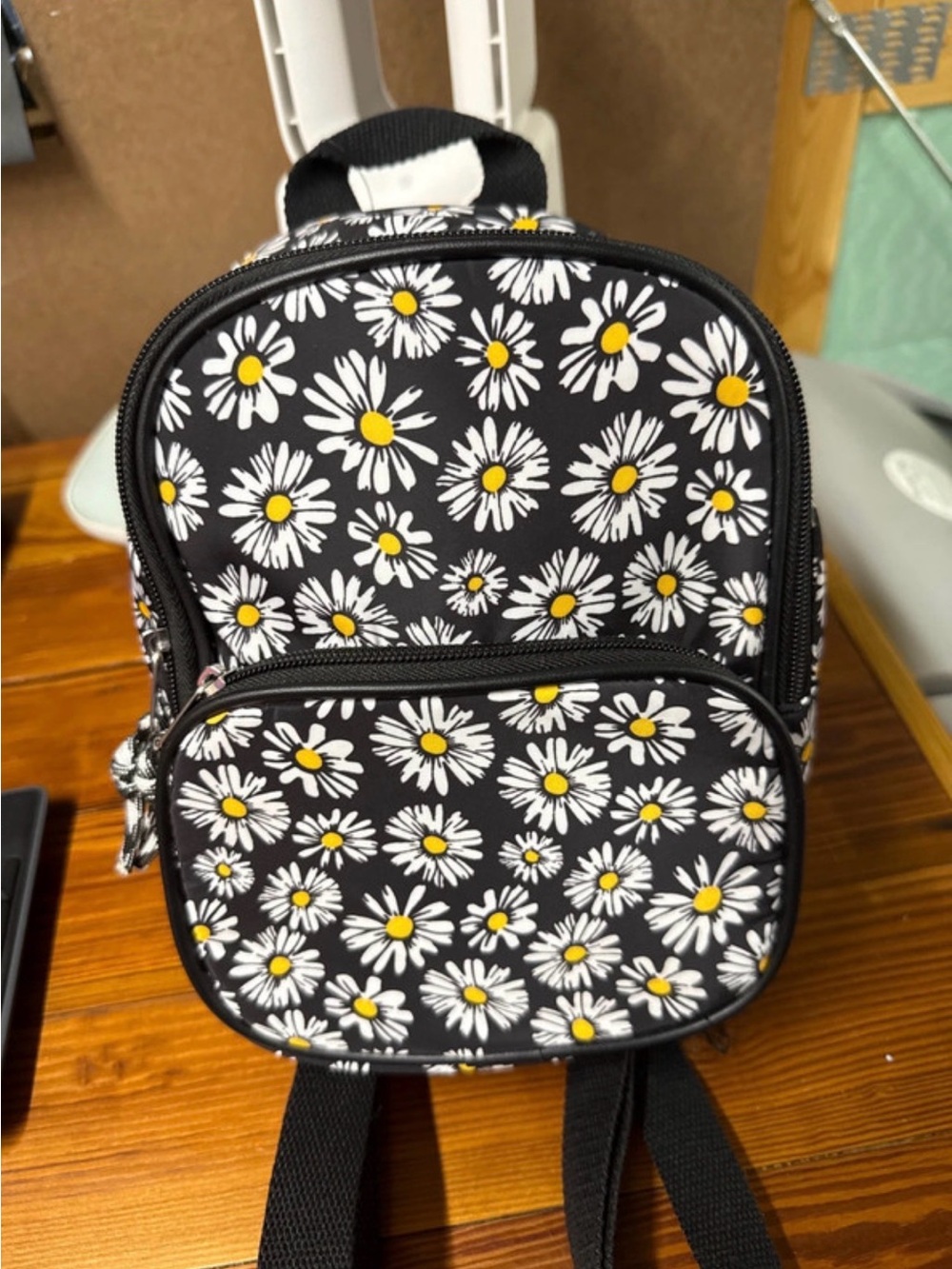 Art Class Black Daisy Print Mini Backpack